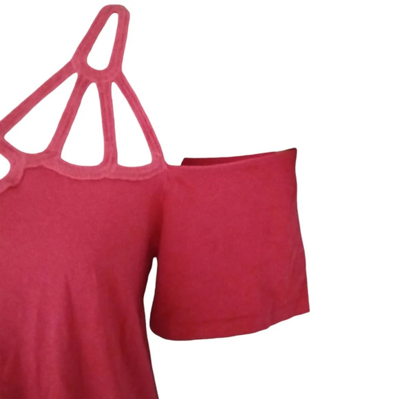 Michael Stars Pink Crochet Neckline Off Shoulder Knee Length Dress Size Medium - Picture 3 of 6